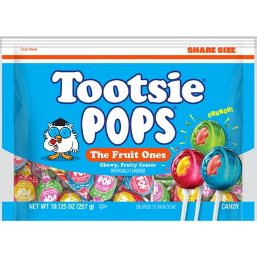 Tootsie Pops, The Fruit Ones, 10.125 oz. Bag. Peanut Free, Gluten Free. Contains Milk and Soy.