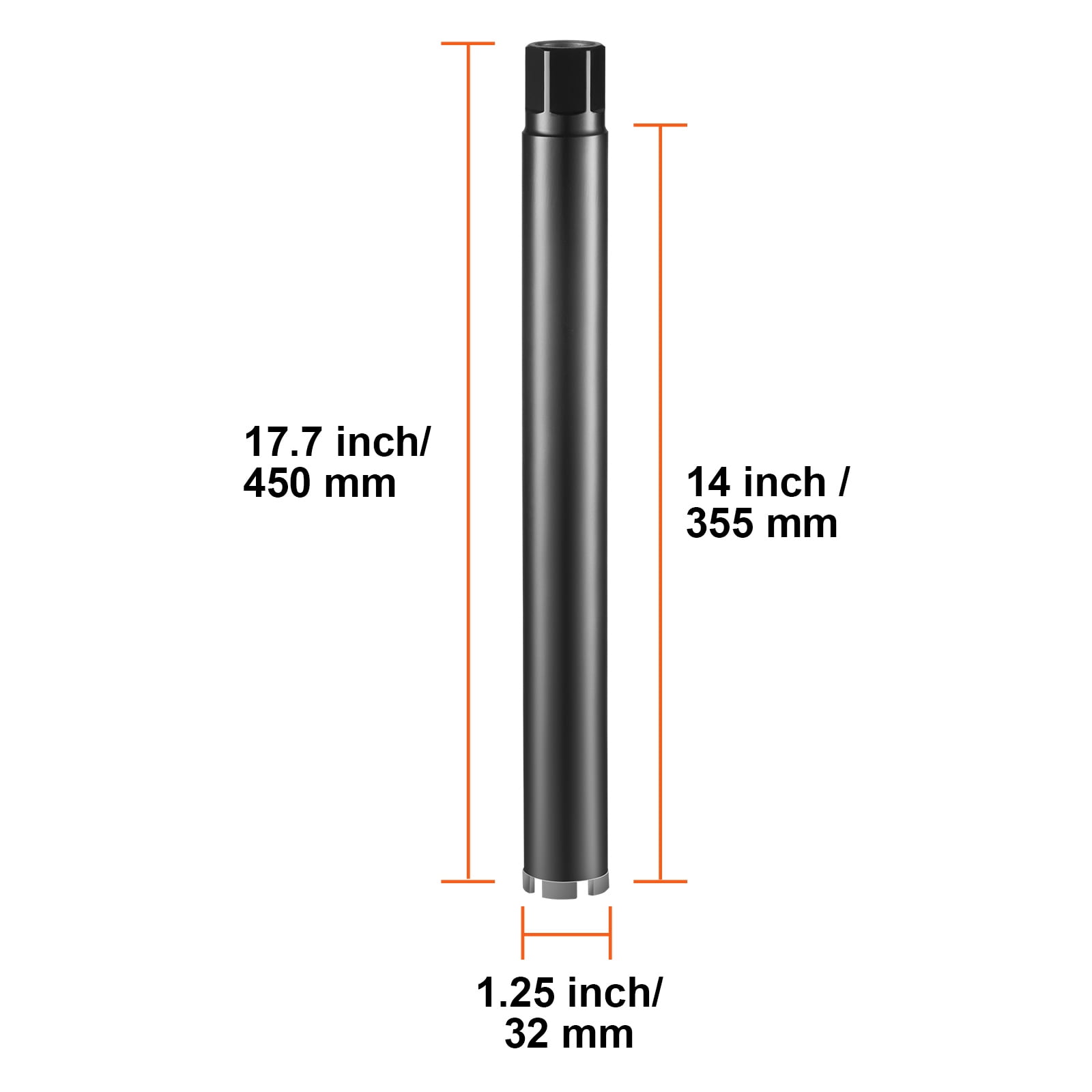 KFFKFF Diamond Core Drill Bit, 1-1/4" Diamond Wet Core Drilling Bits, 14" Penetration Depth Concrete Core Drilling Bit, 5/8"-11 Inner Thread, Utilizes Laser Welding, Diamond Wet Coring Bit