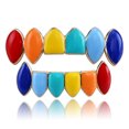 thumbnail image 1 of Rainbow Teeth Grill Hip Hop Teeth Grill Vampire Teeth Top Bottom Shiny Teeth Base Support for Men Women, 1 of 6