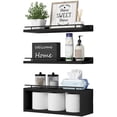 thumbnail image 1 of Estantería flotante WOPITUES con estante cúbico para baño, color negro, 1 of 6