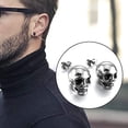 thumbnail image 3 of Piercing de oreja de calavera, pendientes de hombre, pendientes de tuerca de calavera, acero inoxidable, hip hop, punk, jazz, joyas de oreja para hombre oso de fresa  Hogar, 3 of 5