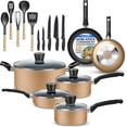 thumbnail image 1 of SereneLife 20-Piece Non-Stick Cookware Set - Black Pots & Pans with Heat-Resistant Gold Lacquer Finish - Complete Kitchen Essentials, 1 of 7