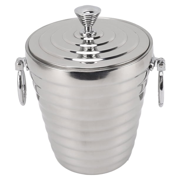 Cubo De Hielo Aislado, Gran Capacidad Cubitera Para Bar De Cócteles, Pared Doble Tina De Bebidas Anclada Con Colador De Pinzas De Tapa, Cubo De Vino Enfriador De Bebidas Para Bar