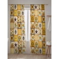 thumbnail image 5 of Farmhouse Sheer Curtains 2 Panels Set Sunflower Gnome Bee Star Yellow Buffalo Plaid Patchwork Lihgt Filtering Rod Pocket Voile Drape, Semi Sheer Window Curtains for Bedroom Living Room, 52"x96", 5 of 5