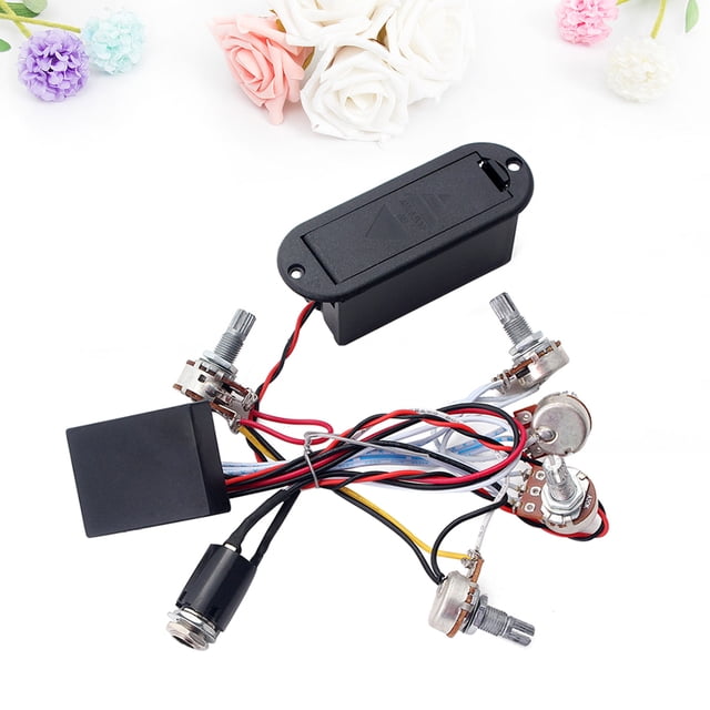 OUNONA Bass Active Preamp Wiring Set For Electric Guitar Musicians In Black Plastic 1 Set