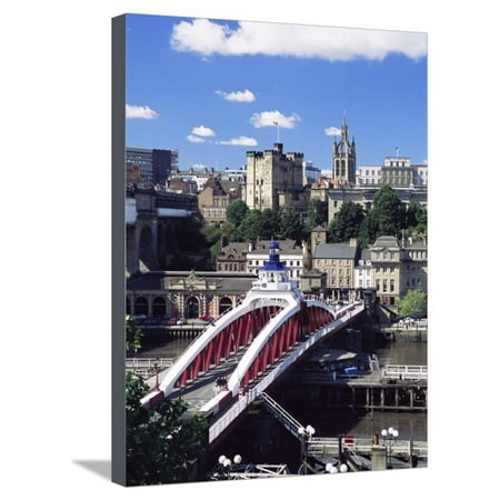 Swing Bridge and Castle, Newcastle (Newcastle-Upon-Tyne), Tyne and Wear, England, United Kingdom Stretched Canvas Print Wall Art By James