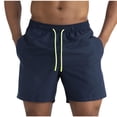 thumbnail image 2 of Abtuhar Men Summer Casual Solid Drawstring Waist Pocket Shorts,Navy,L, 2 of 4