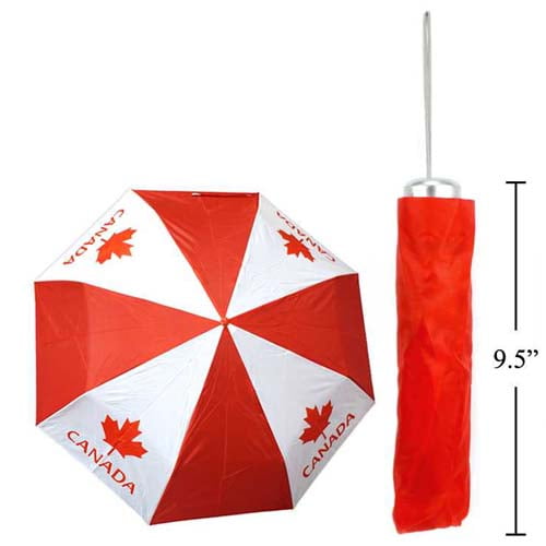 62245 - CANADA SOUVENIR FOLDING UMBRELLA W/POUCH 32IN DIAMETER