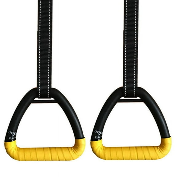 2Pcs Gymnastic Ring Portable Gymnastic Ring Gym Shoulder Strength Home Fitness Training Equipment-2M,2* Gymnastics Rings 2* Straps 2* Hands tape,Black