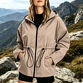 thumbnail image 5 of Edvintorg Waterproof Rain Jacket Women Long Sleeve Zip Up Raincoat Waterproof Hooded Windbreaker with Pocket Plus Size Womens Clothes Khaki XXXL, 5 of 9