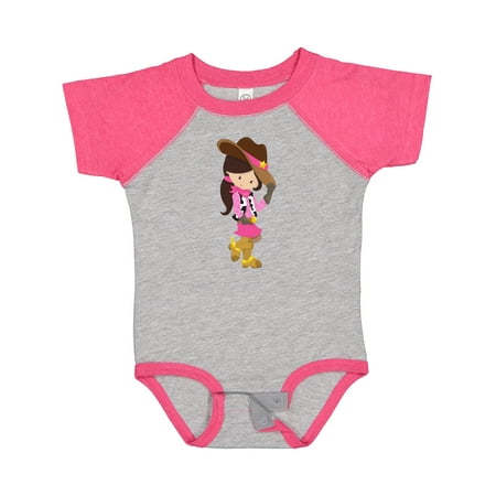 

Inktastic Cowboy Girl Girl With Cowboy Hat Brown Hair Girls Baby Bodysuit