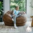 thumbnail image 2 of Big Joe Fuf 5Ft Oversized Foam Bean Bag Chair for Kids, Teens, Adults, Coffee Soft Vegan Leather, 5 foot Large Reading and Gaming Seat, 2 of 6