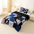 thumbnail image 3 of Castle Fairy Sport Baseball Collage Twin Comforter Sets 2pcs, Geometric Plaid Bedding Set, Navy Red Black,Black Reversible,1 Comforter and 1 Pillowcase, 3 of 6