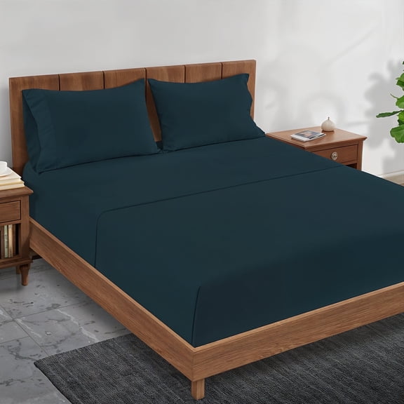 Casa Platino Twin Cooling Sheets – 100% Soft Cotton Sheets Set, Value for Money, Year Around Use, 15” Deep Pocket Fit, Machine Washable – Estate Blue
