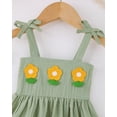 thumbnail image 4 of 18 Months Baby Girls Dress 24 Months Girls Sleeveless Dress Flower Solid Color Toddler Girls Off-the-shoulder Summer Suspender Dress Green, 4 of 7