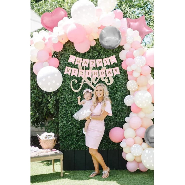 Personalized Pink & Gold Heart Birthday Banners – Custom Name & Age, 800x297mm Silk Paper