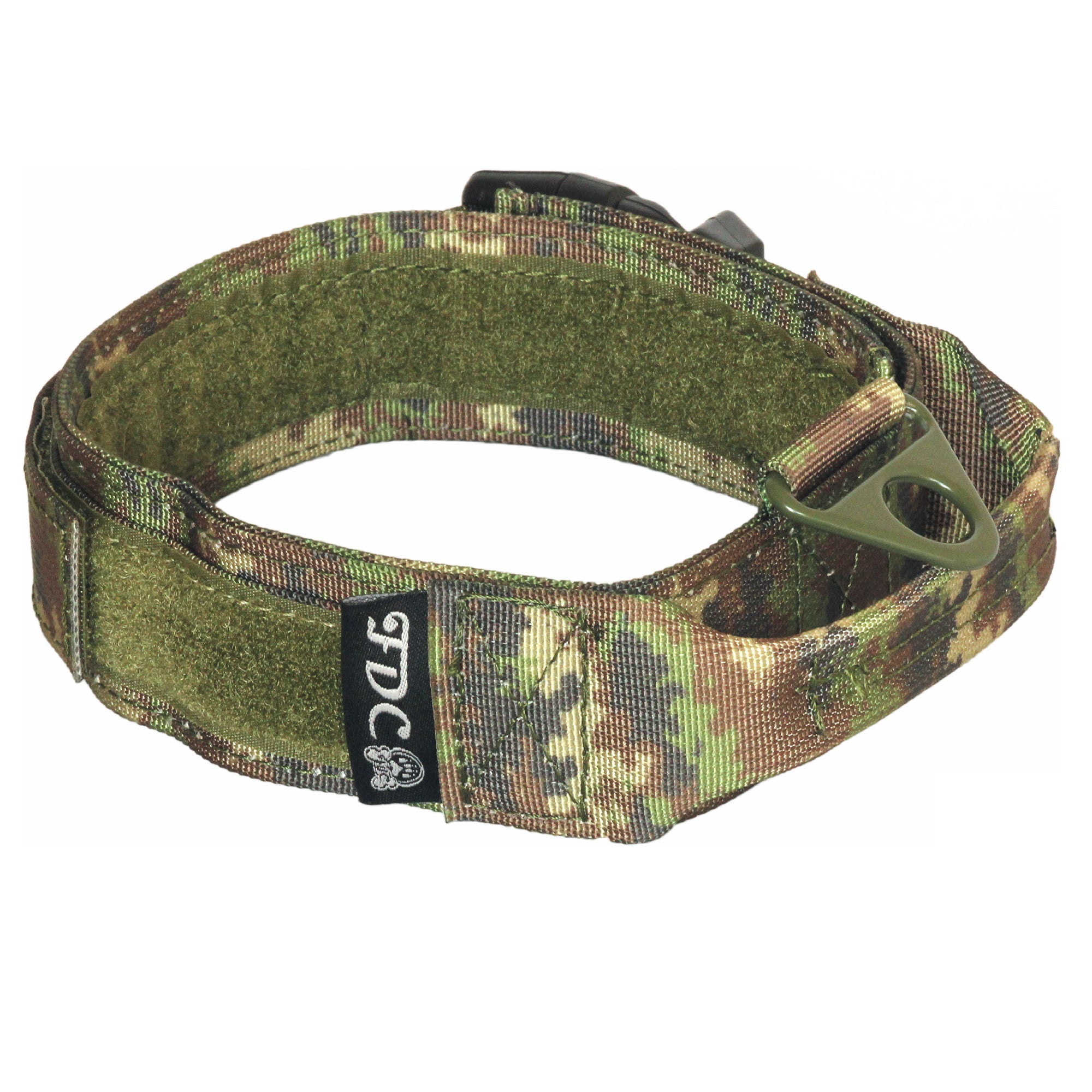 SET of Tactical COLLAR and LEASH Dog Military Army HOOK & LOOP Heavy Duty Traning with HANDLE Width 1.5in Plastic Buckle sz M: Neck 11" - 12"