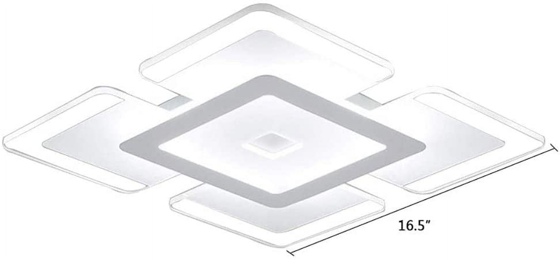 LED Flush Mount Light Fixture, 16.5 Inch Square Acrylic Chandelier Close to Ceiling Light for Living Room Bedroom Dining Room