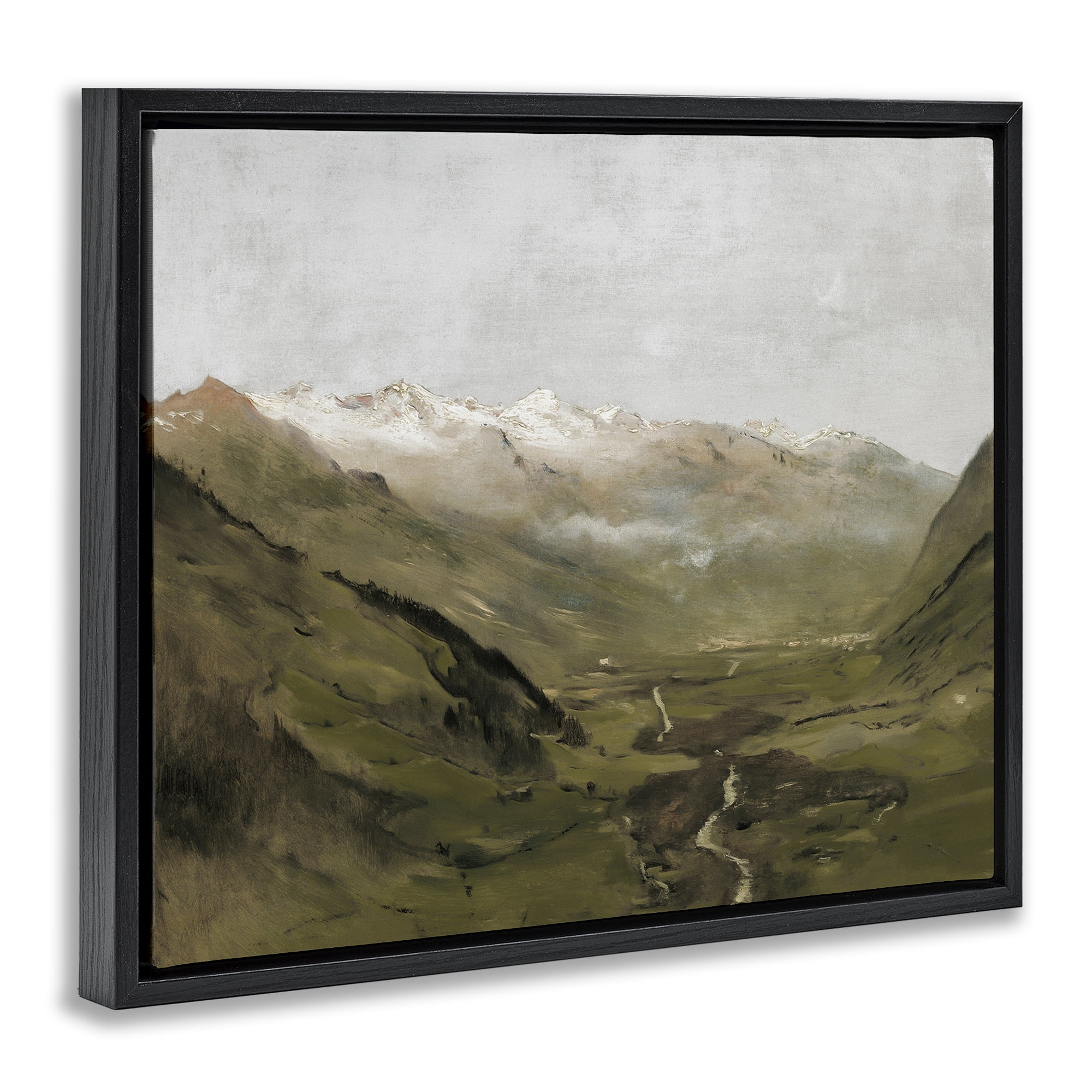 Stupell Industries Winding Valley Path Landscape Painting Black Floater Framed Art Print Wall Art, 31 x 25