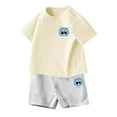 thumbnail image 1 of MIASHUI Ensemble d'Été Deux Pièces T-Shirts Graphiques à Manches Courtes et Shorts, Beige, 5-6 Ans, 1 of 4
