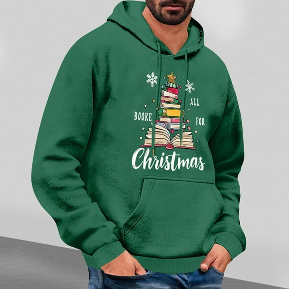 Fiudx Sudadera Navideña con Estampado Elegante, Ligera, de Manga Larga, Transpirable y Cómoda, Ideal para Gimnasio, Correr, Baloncesto, Ropa de Fiesta para Hombre, Ideal para Un Estilo de Vida Activo