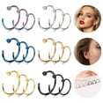 thumbnail image 2 of QQTDFG 5Pcs/lot Surgical Steel Nose Ring C-Shape Nostril Piercing Helix Earring Jewelry-Blue-8mm (5Pcs), 2 of 9
