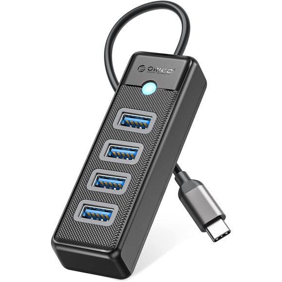 SHIQI-ORICO USB C Hub 4 Ports USB 3.1 Type C to USB 3.0 Hub Adapter, USB Splitter for Laptop, Mobile Phone, Tablet with 0.49ft Cable, Compatible with Mac OS 10.X and Above, Linux, Android