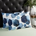 thumbnail image 4 of Modern Geometric Navy Blue Throw Pillow Cover,Abstract Gold Lines Nordic Art Rectangle Decorative Pillow Case Protector Soft Cushion Cover Lumbar Pillowcase for Couch Sofa Bedroom Car Decor 20x26 In, 4 of 8