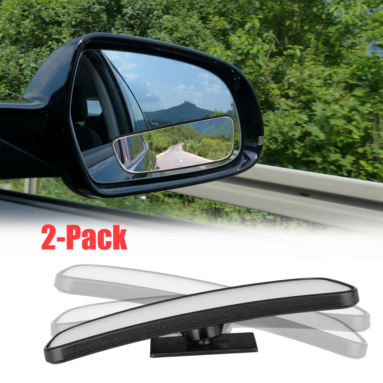 PRETTYGAGA Blind Spot Mirror Frameless Sway Rotate Wide Angle Rear View Mirror HD Glass Fan Shape Stick Rearview Convex Adjustable Side Mirrors 