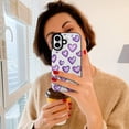 thumbnail image 2 of Compatible with iPhone 11 12 13 mini 14 15 16 Pro Max Plus Wallet Case with Card Holder, PU Leather Kickstand Card Slots Case ( Purple Hearts, iPhone 13), 2 of 7