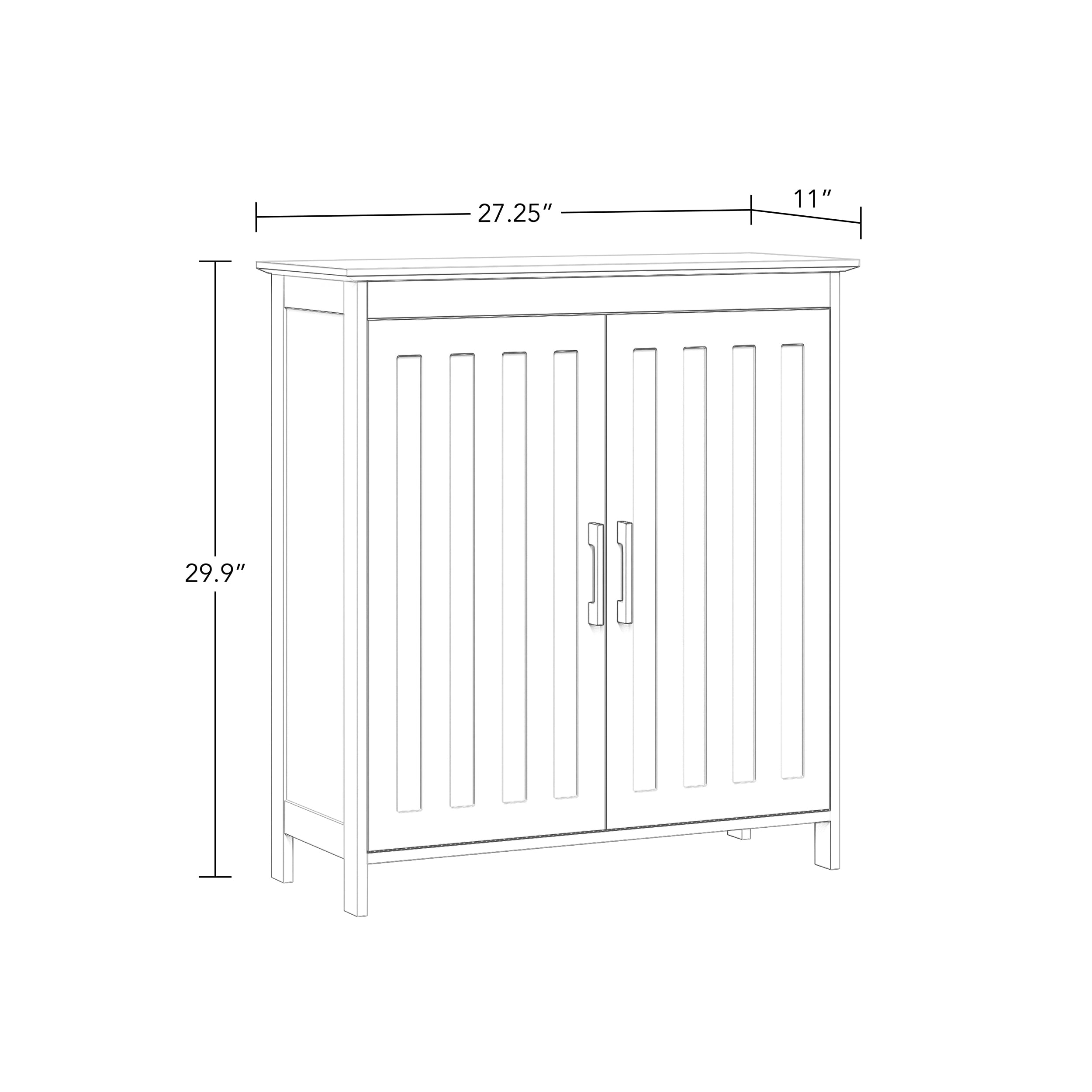 RiverRidge Monroe 2-Door Bathroom Linen Storage Cabinet and Laundry Shelf Organizer- White