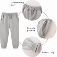 thumbnail image 4 of Bellafa Toddler Boys Baggy Sweatpants Elastic High Waist Drawstring Cuffs Jogger Kids Casual Cotton Fall Winter Solid Color Pants, 4 of 7