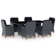 thumbnail image 1 of vidaXL 7 Piece Outdoor Dining Set with Cushions Poly Rattan Dark Grey, 1 of 12