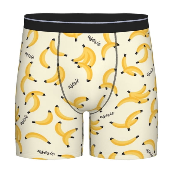 Rateoe Banana Print Men’s Underwear Boxer Briefs Soft Comfortable Underwear Boxer Briefs, Long Leg Briefs,Anti-chafing Boxer Briefs