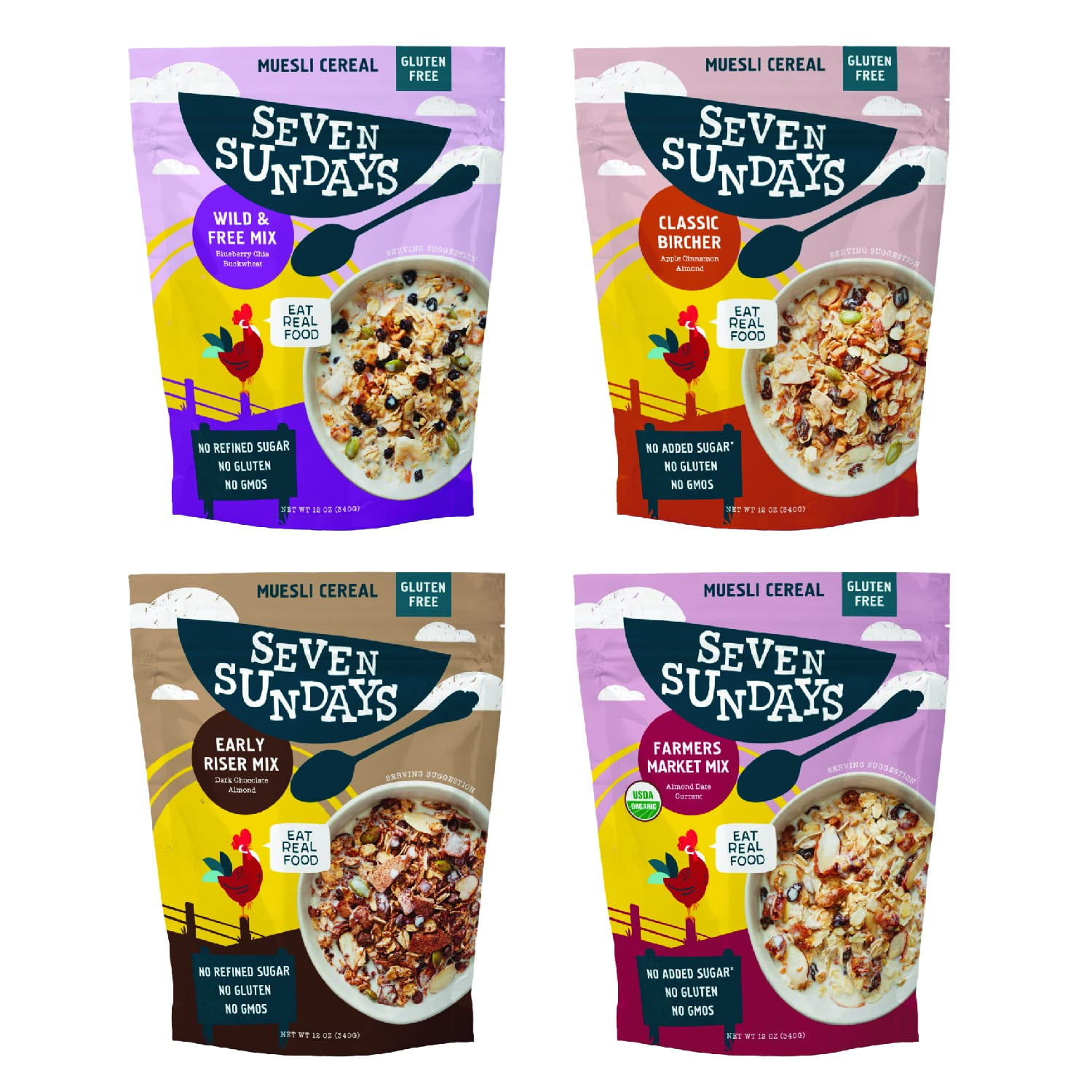 Seven Sundays Muesli Cereal Variety Pack 4 Count, 12 Oz Bag