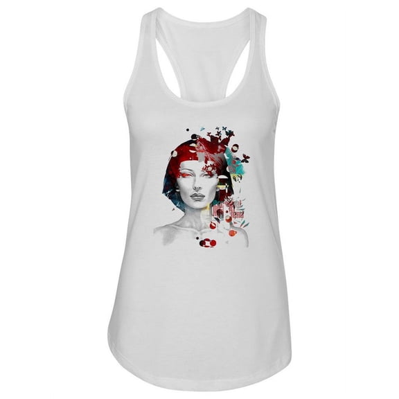 Pretty Woman And Butterflies Racerback Tank Women -Image by Shutterstock, Female x-Small