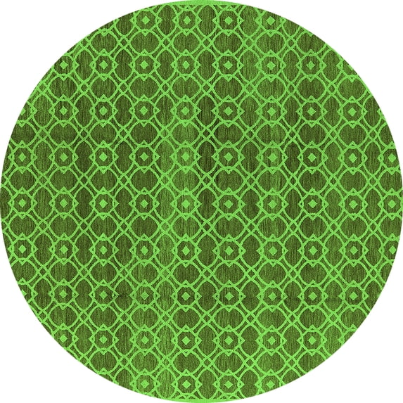 Ahgly Company Indoor Round Oriental Green Industrial Area Rugs, 5' Round