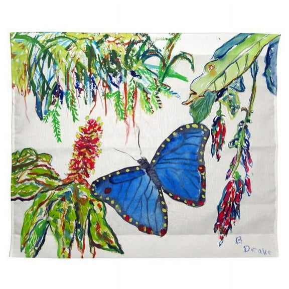 Betsy Drake TP450 24 x 30 in. Morpho & Flowers Outdoor Wall Hanging