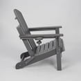 thumbnail image 2 of Adirondack Chair, Outdoor Chair, Folding Chair&nbsp;with Dual Cup Holder, HDPE Composite Folding Design and Wood Texture for Patio, Garden, Deck, Gray, 2 of 6