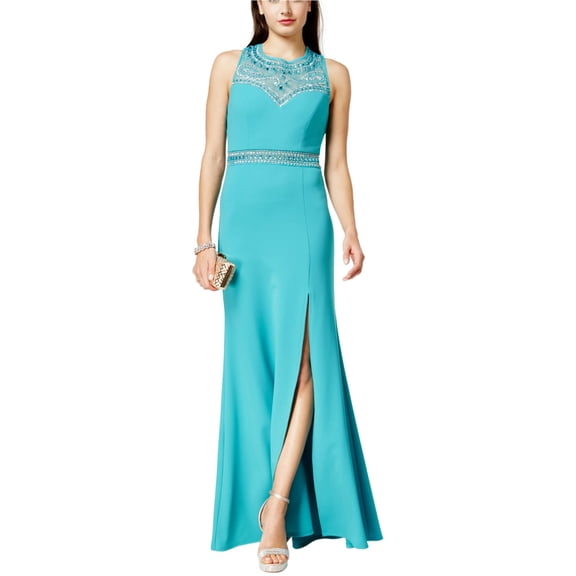 Bee Darlin Womens Rhinestone Gown Dress, Blue, Juniors, 3/4