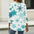 thumbnail image 4 of Women's Christmas Tops 3/4 Length Sleeve T Shirts for Women V Neck Xmas Tree Snowflake Print Henley Shirts Dressy Casual Blouse Plus Size Tops Elbow Sleeve Tunic Tops, 4 of 5