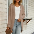 thumbnail image 4 of Women's Sweaters And Cardigans Pink Summer Long Sleeved V-neck Solid Color Knitted Cardigan Sweater Jacket, 4 of 9