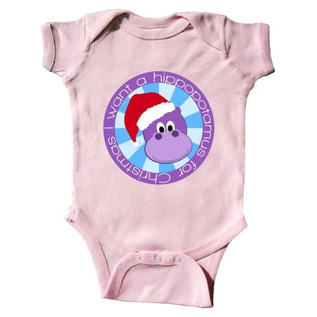 

Inktastic I want a hippopotamus for Christmas Gift Baby Boy or Baby Girl Bodysuit