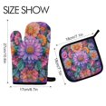thumbnail image 2 of Yayeee Oven Mitts and Pot Holder Set of 2 Heat Resistant Kitchen Gloves Baking Hot Pad, Light Purple Flowers, 2 of 5