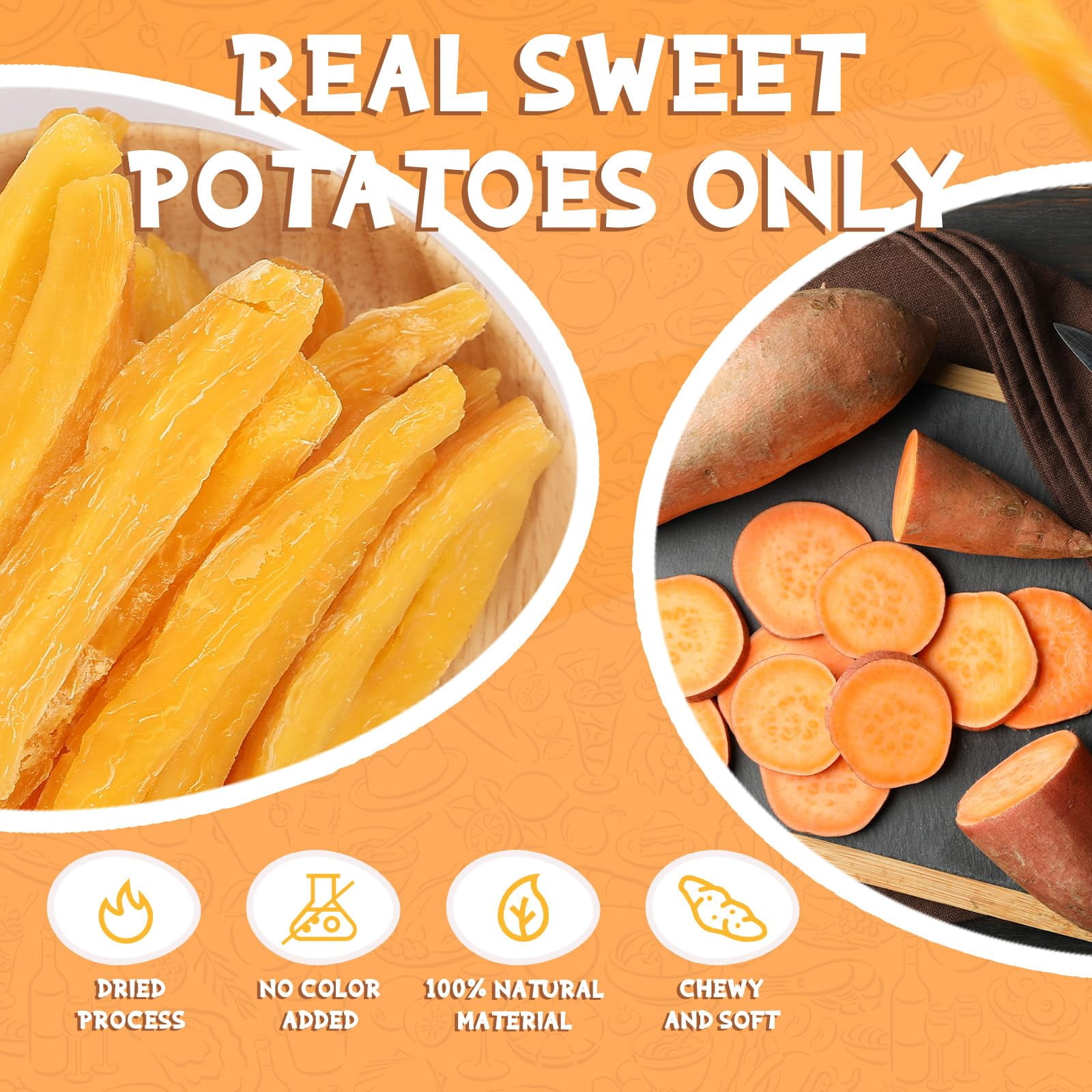 (2 pack) PAWUP Sweet Potato Dog Treats, Single Ingredient Healthy Soft Chews Dog Treats for Small Medium Large Dogs, Dog Digestive Support, 10.6oz