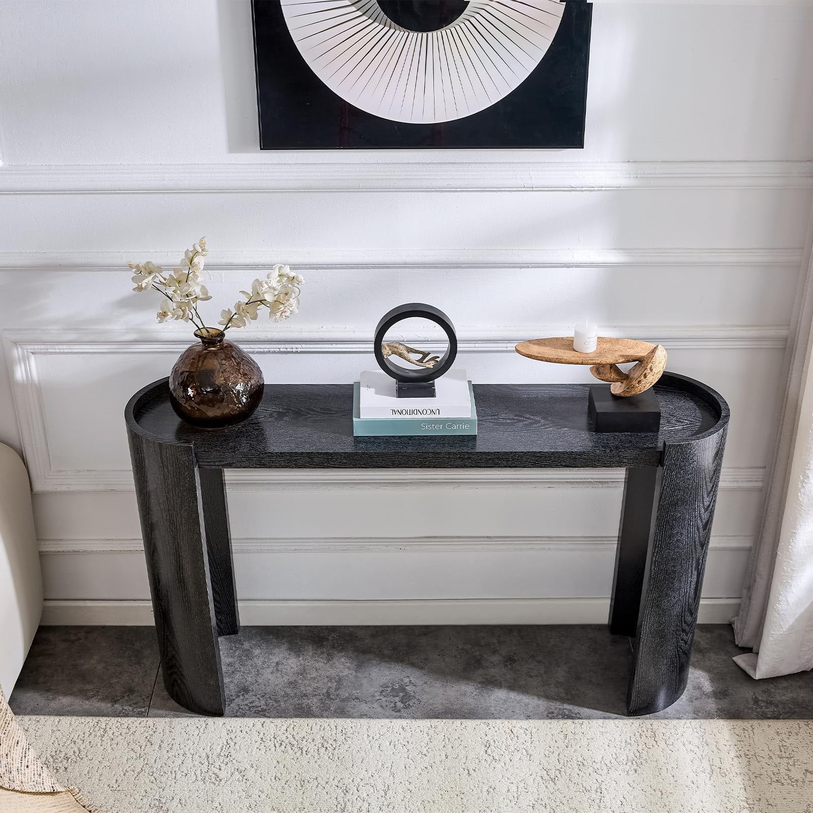 LKTART 53" Black Console Table for Entryway,Couch Tables Behind Sofa, Space-SavingWooden Entry Foyer Hallway Table, ModernConsole Sofa Tables for Hallway Organization