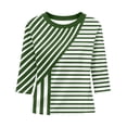 thumbnail image 4 of Ayolanni Trendy T Shirts for Women Striped Going Out 3/4 Sleeve Scoop Neck Blouse Fitted Ladies Shirts Tops for Women Green L, 4 of 7