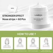 Lanbena Aloe Blackheads Remover Cream Nose Pore Strips Face Mask, 30g+60 Pcs