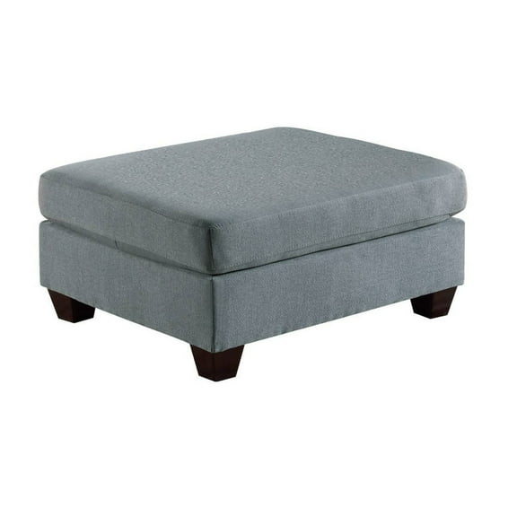 32 Inch Modern Square Ottoman with Plush Foam Seating Gray Linen Fabric - Saltoro Sherpi