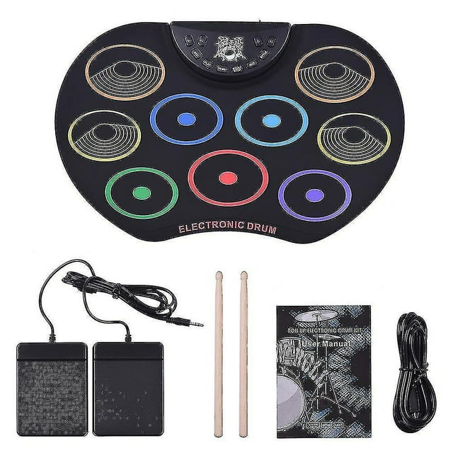 Batería electrónica HUOGUO Compact Hand Roll Drum Rainbow